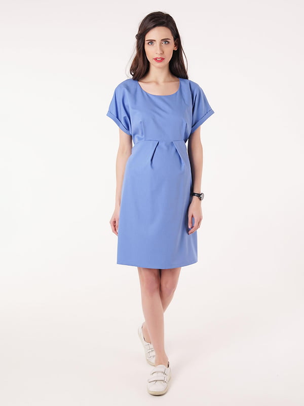 Блакитна сукня з коротким рукавом для вагітних | 6865637