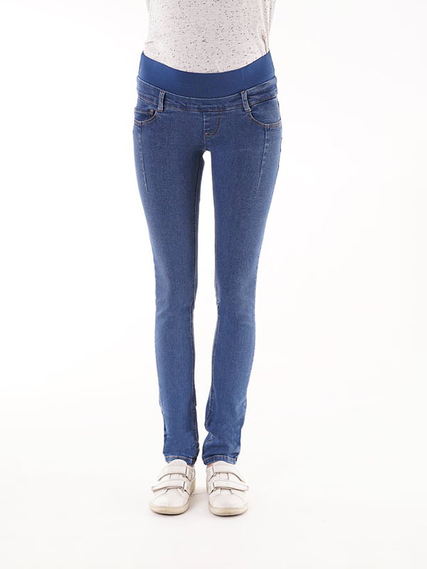 Сині джинси-скінни для вагітних з широким бандажем під живіт | 6866055