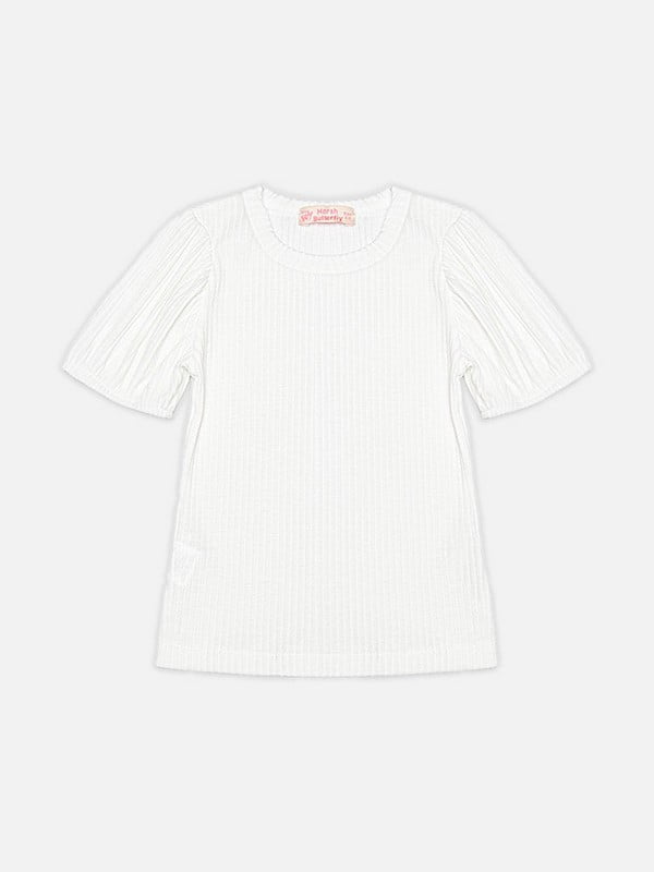 Бавовняна футболка біла в рубчик | 6872178