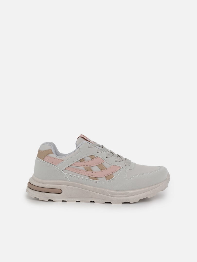 Білі кросівки з рожево-бежевими вставками | 6872633