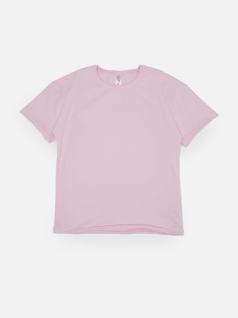 Рожева бавовняна футболка з коротким рукавом | 6873006
