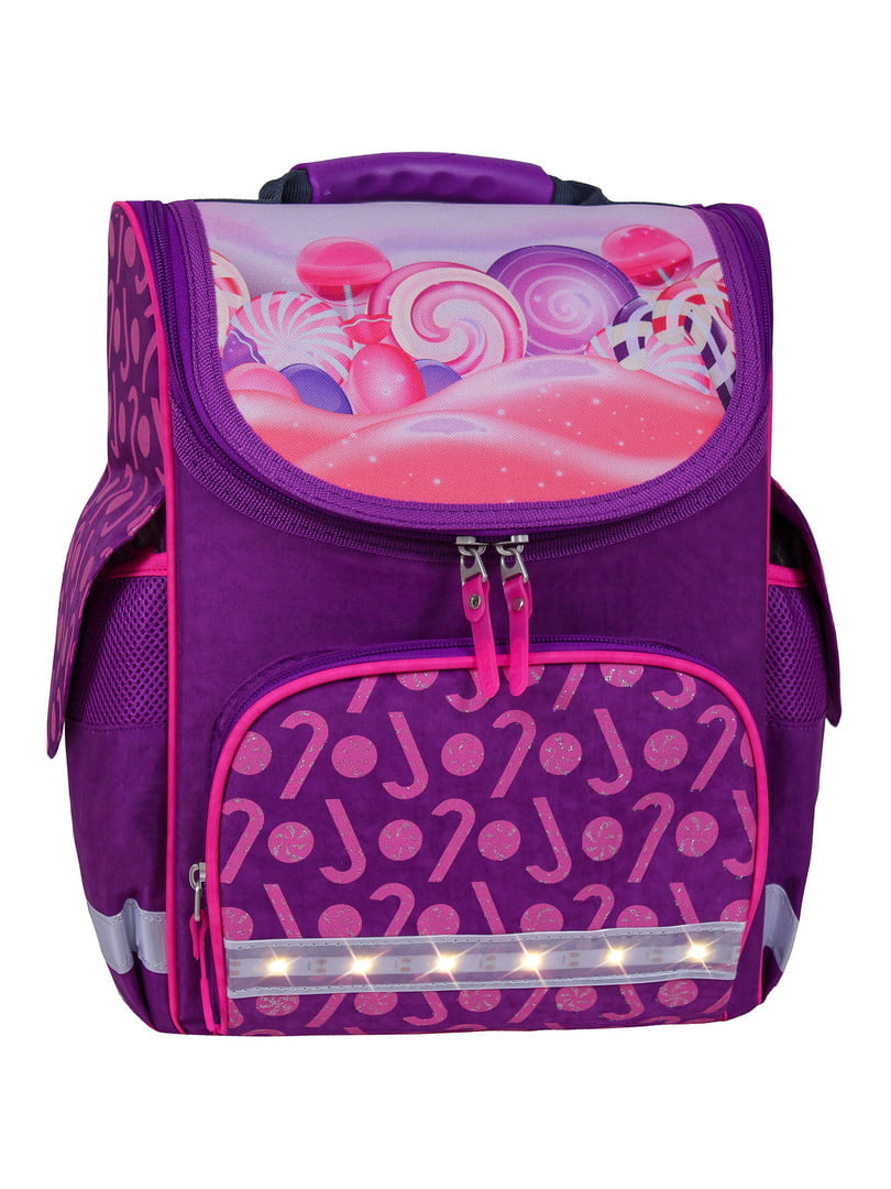 Рюкзак шкільний каркасний з ліхтариками фіолетовий з принтом Успіх (12 л) | 6874370