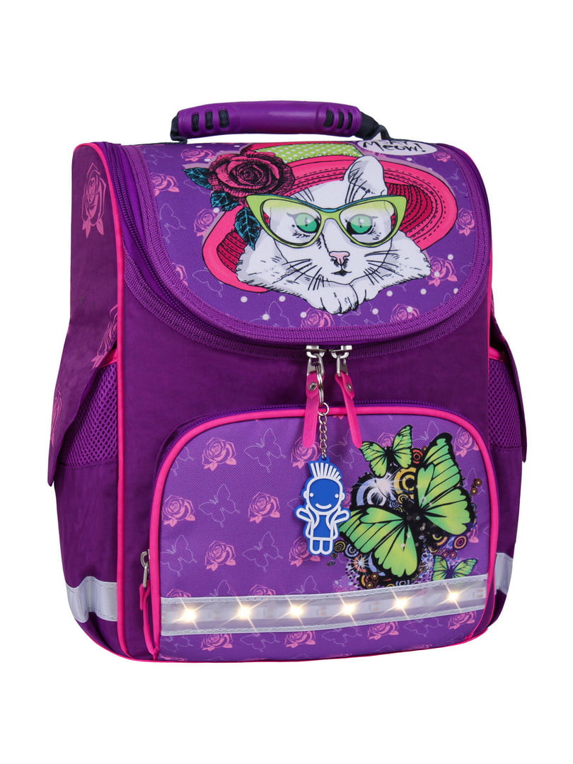 Рюкзак шкільний каркасний з ліхтариками фіолетовий з принтом Успіх (12 л) | 6874371