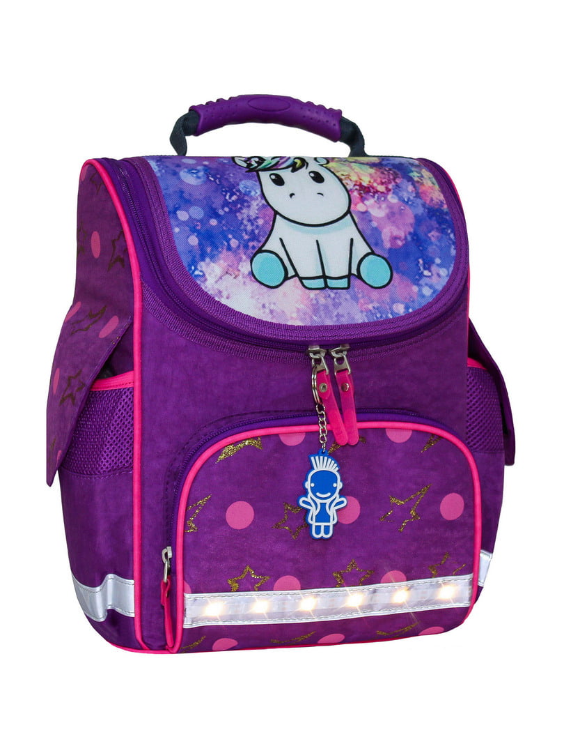 Рюкзак шкільний каркасний з ліхтариками фіолетовий з принтом Успіх (12 л) | 6874372