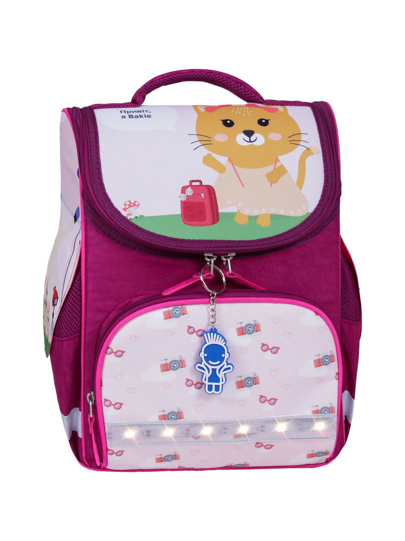 Рюкзак шкільний каркасний з ліхтариками малинового кольору з принтом Успіх (12 л) | 6874374