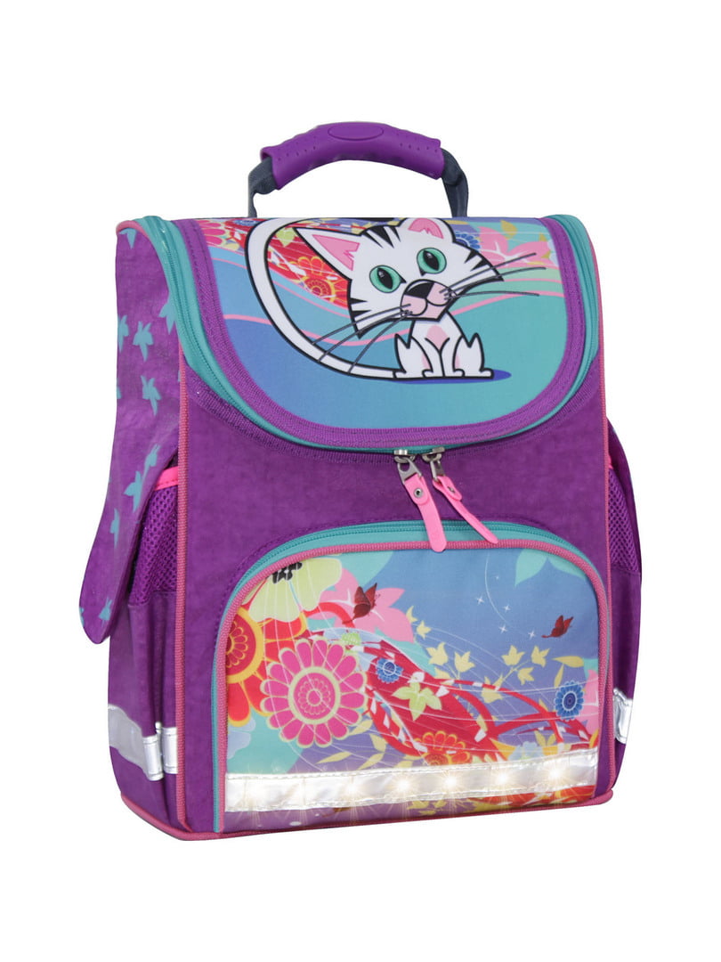 Рюкзак шкільний каркасний з ліхтариками фіолетовий з принтом Успіх (12 л) | 6874590