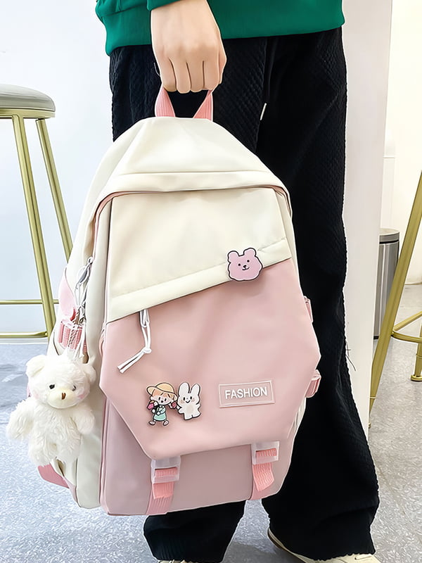 Рожевий текстильний рюкзак | 6875038