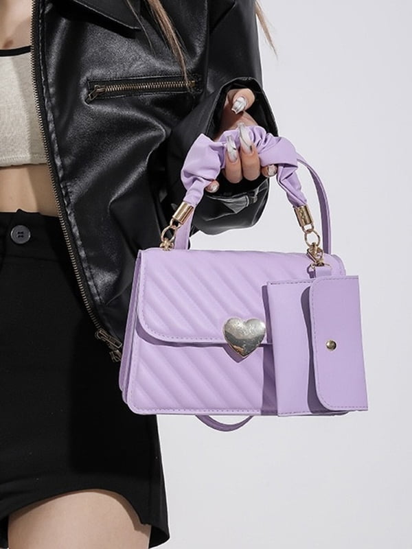 Фіолетова сумка крос-боді з маленькою ручкою | 6875184