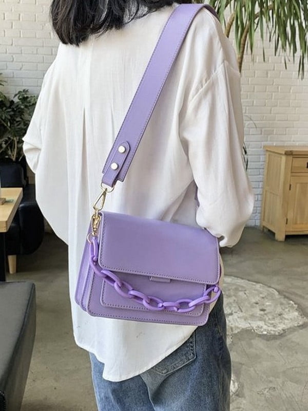Фіолетова сумка крос-боді на три відділи | 6875311
