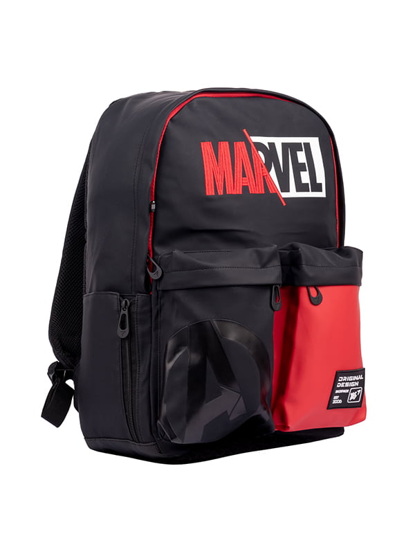 Чорний рюкзак з червоною кишенею | 6875848