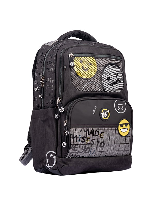 Чорний рюкзак для початкової школи з принтом | 6875851