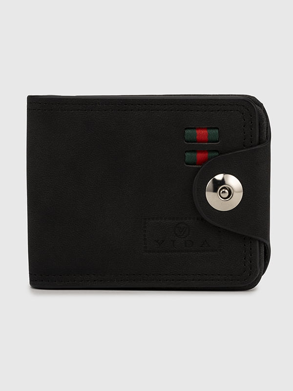 Чорний гаманець на кнопці з написом | 6875890