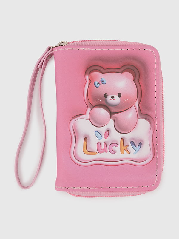 Рожевий гаманець з аплікацією “Зайка” та написом Lucky | 6875956