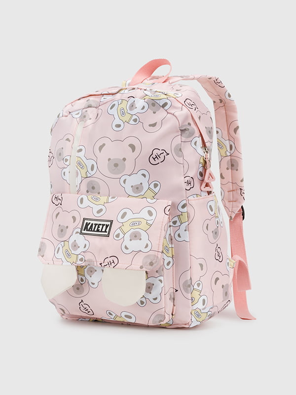 Текстильний рюкзак персикового кольору з принтом | 6876150