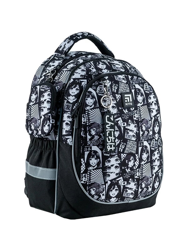 Рюкзак шкільний чорно-сірий з принтом | 6876178