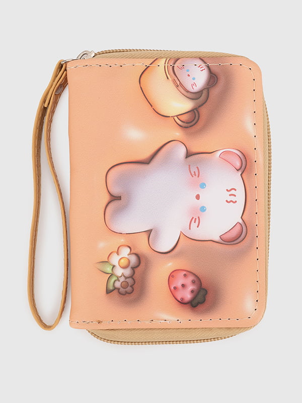 Рожевий гаманець з аплікацією “Котик та полуничка” | 6876218