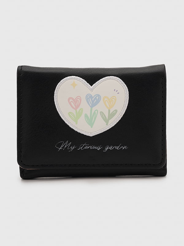 Чорний гаманець з квітковою аплікацією “Серце” | 6876227