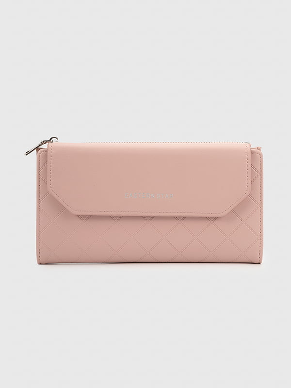 Рожевий гаманець з написом, прострочений ромбами | 6876298