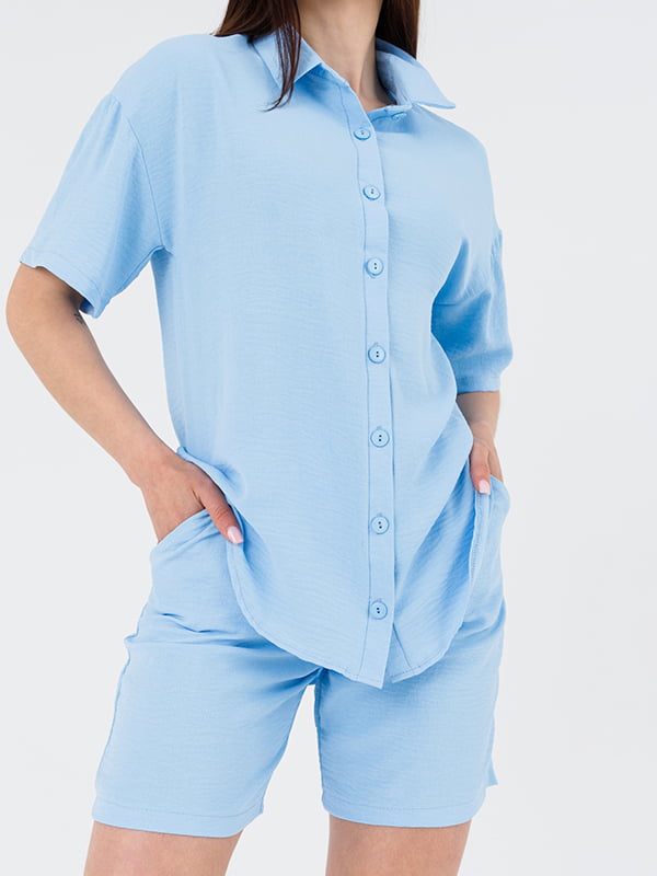 Костюм однотонний блакитний: сорочка та шорти | 6876465