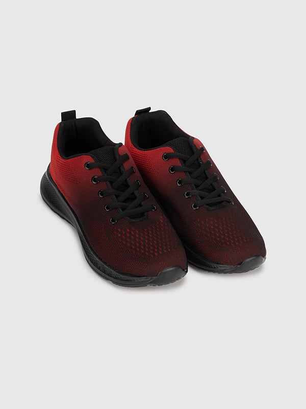 Червоно-чорні текстильні кросівки | 6876556