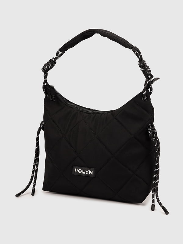 Чорна текстильна сумка через плече | 6876790