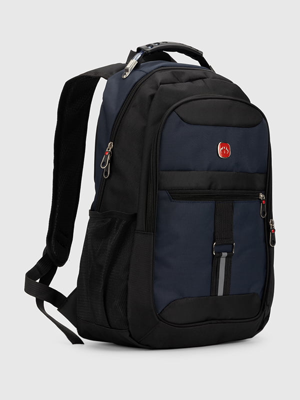 Темно-синій міський рюкзак з широкими лямками | 6876836