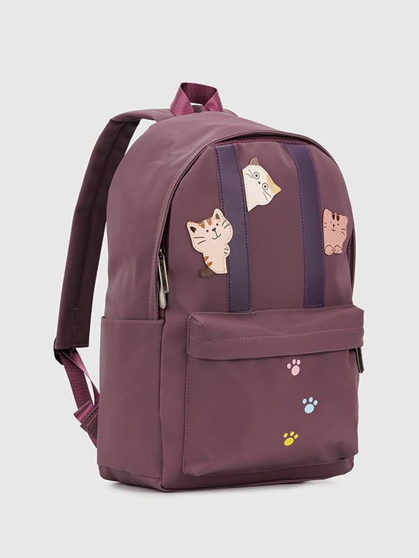 Фіолетовий текстильний рюкзак з накладною кишенею | 6876860