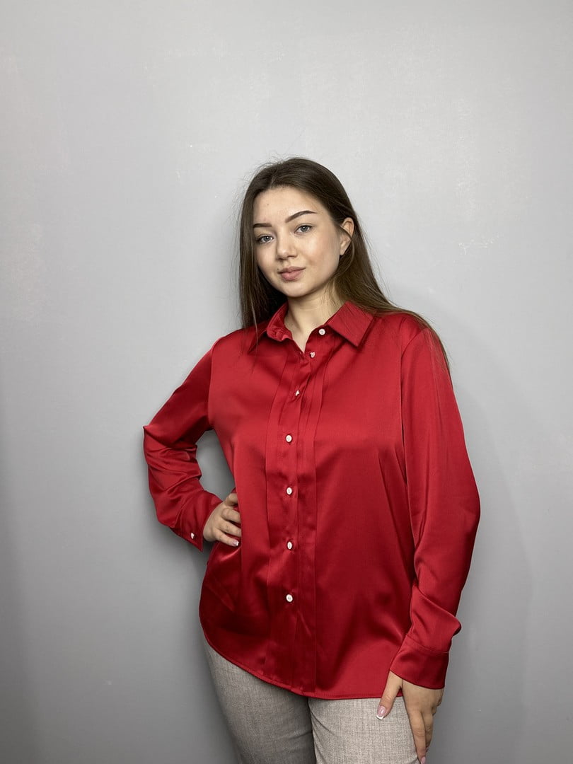 Блуза червона на ґудзиках | 6856728
