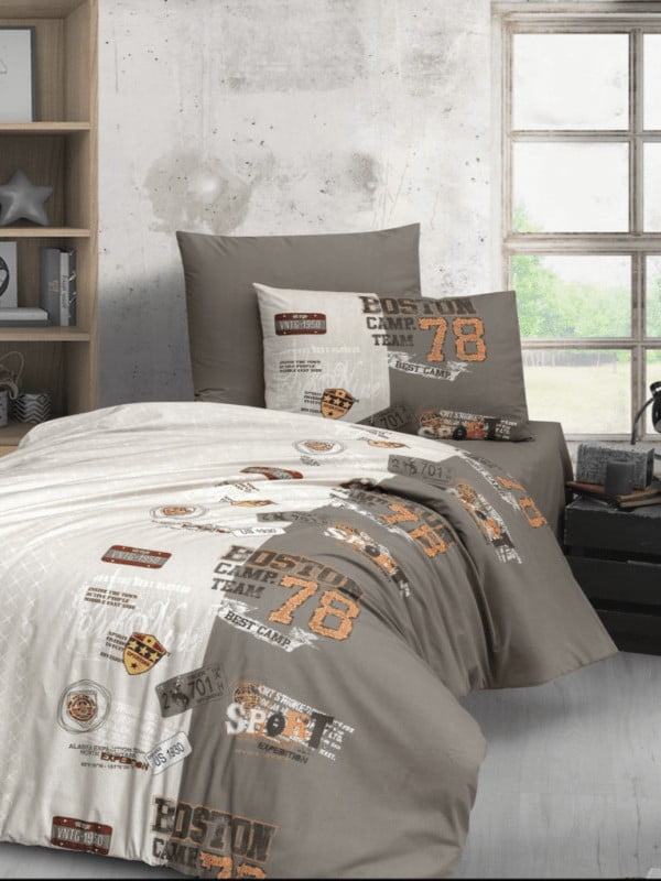 Комплект постільної білизни First Choi RanforceYoung Duvet Set Cover сірий з молочним | 6869949