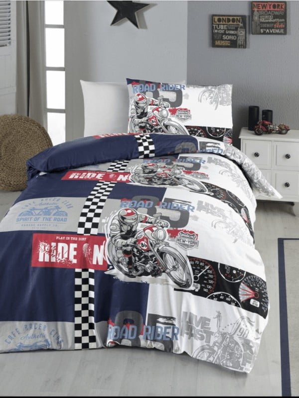 Комплект постільної білизни First Choi RanforceYoung Duvet Set Cover білий з синім | 6869953