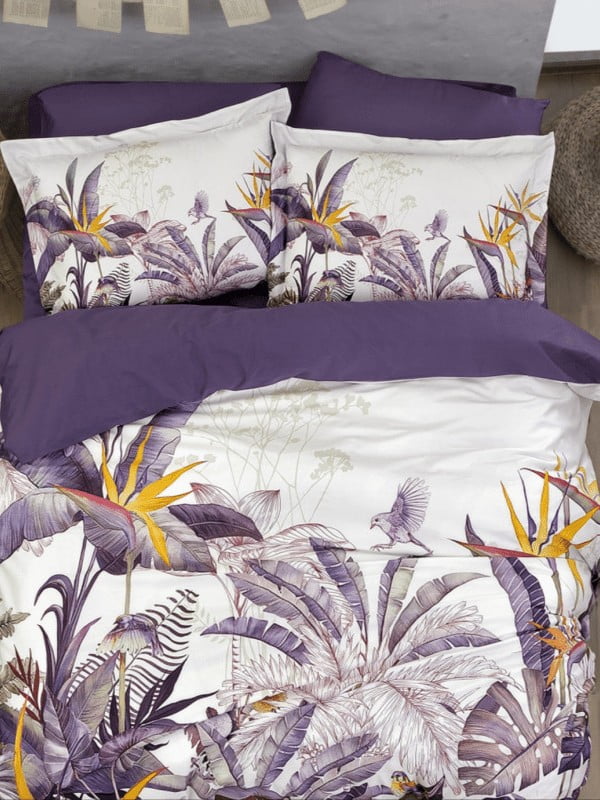 Комплект постільної білизни 3D Digital Satin Duvet Cover Set фіолетовий з білим | 6870292