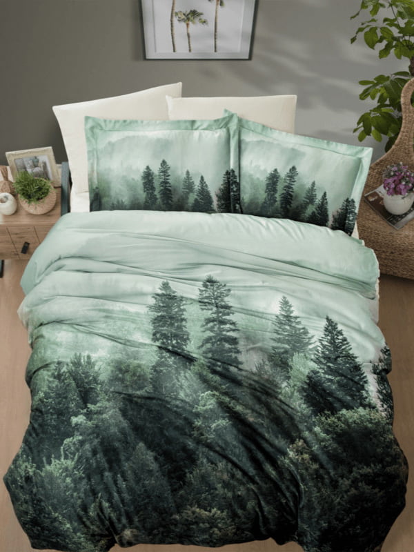 Комплект постельного белья 3D Digital Satin Duvet Cover Set зеленый | 6870295