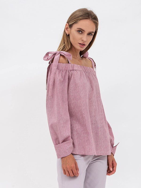Блуза рожева з зав’язками на плечах Віайпі | 6883012
