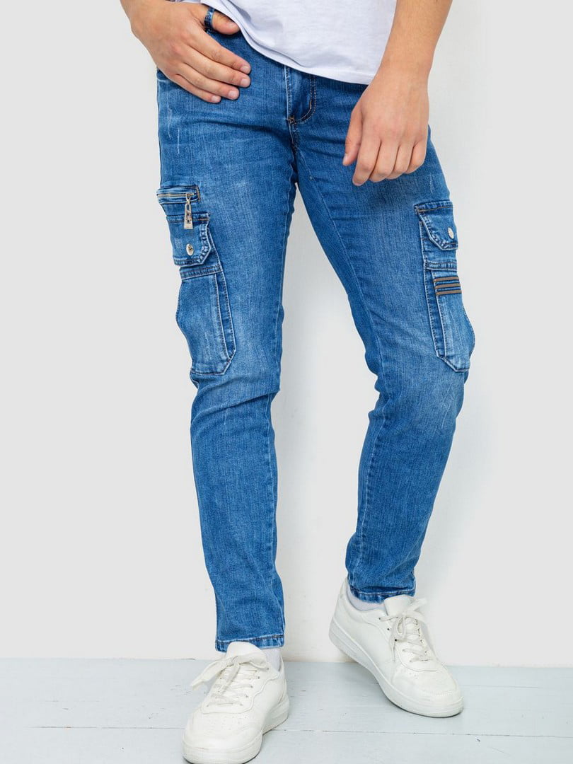 Прямі сині джинси з кишенями | 6888211