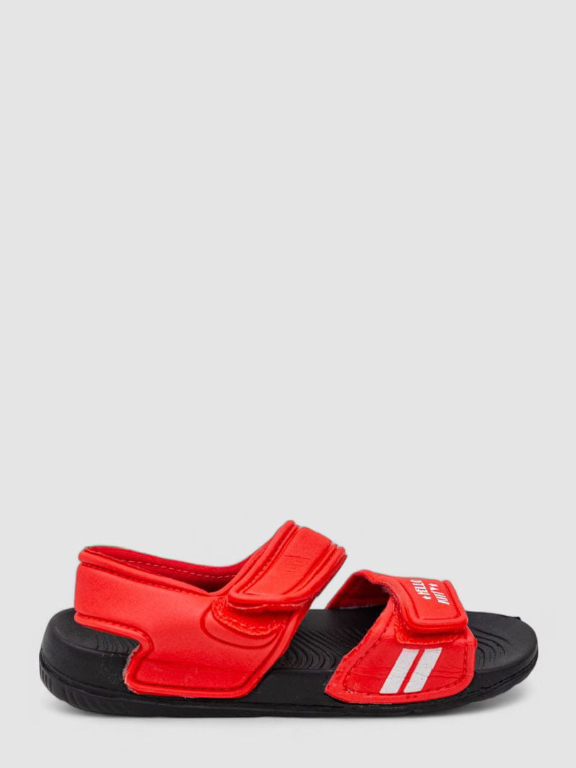 Червоні сандалі на липучки з написом | 6888807