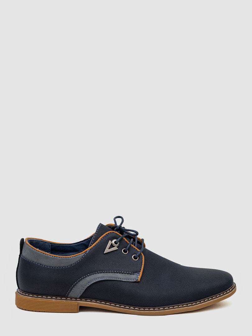 Темно-сині замшеві туфлі на шнурках | 6889109
