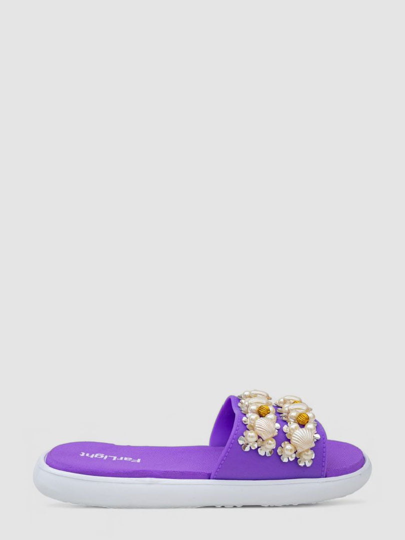 Шлепанцы фиолетовые с декором | 6889347