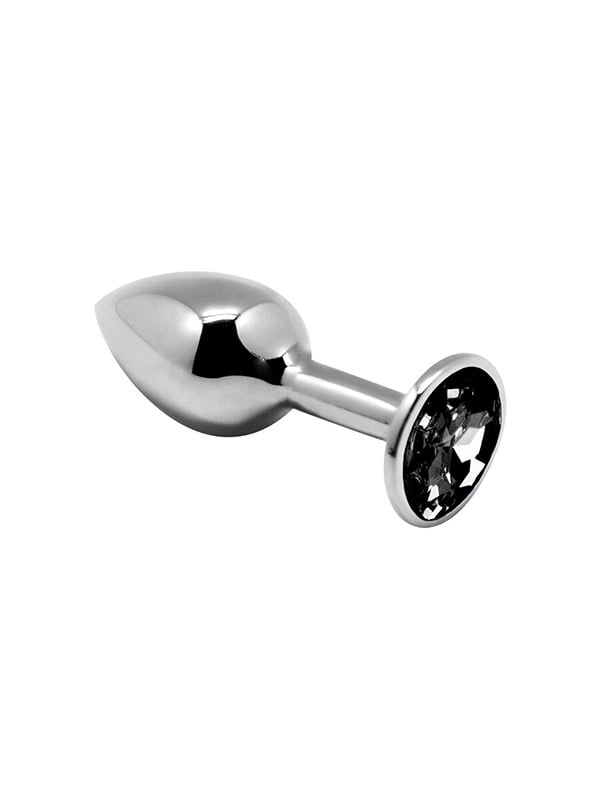 Металева анальна пробка з кристалом Mini Metal Butt Plug Black M | 6670121