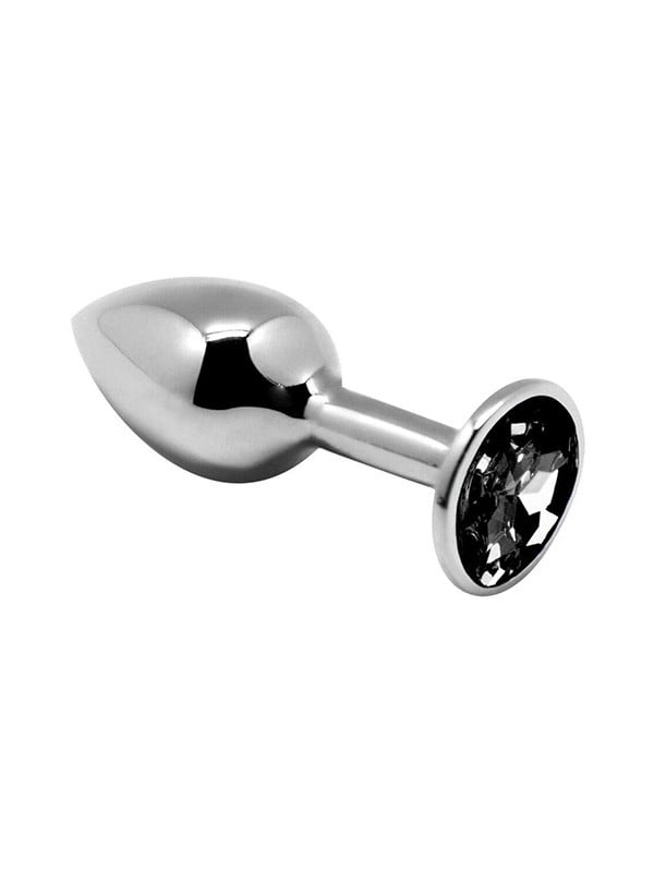 Металева анальна пробка з кристалом Mini Metal Butt Plug Black S | 6670132