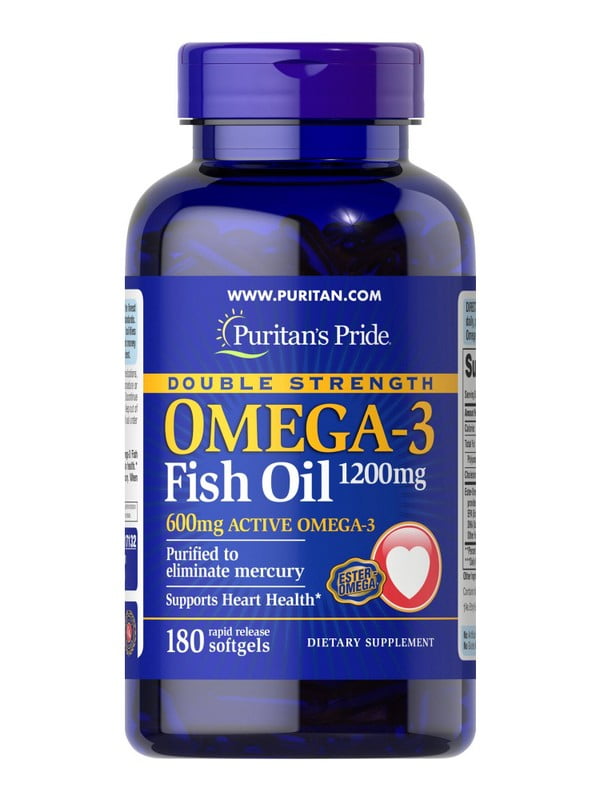 Вітамінна добавка Double Strength Omega-3 Fish Oil 1200 mg/600 mg -180 Softgels | 6995880