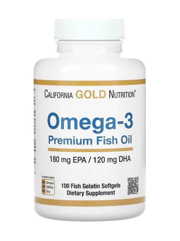 Вітамінна добавка Omega-3 Premium Fish Oil 180mg - 100 softgels | 6996329