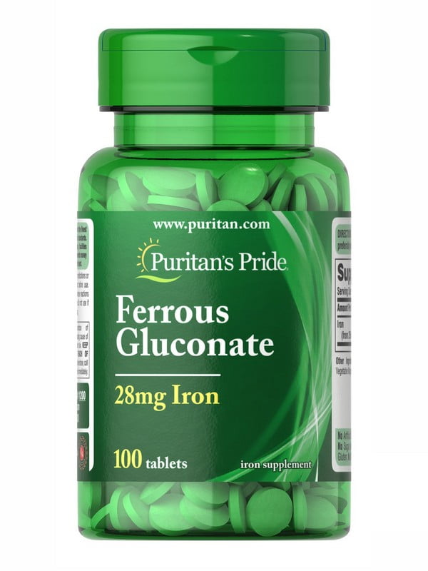 Вітамінна добавка Ferrous Gluconate (28 mg Iron ) - 100 Tablets | 6996529