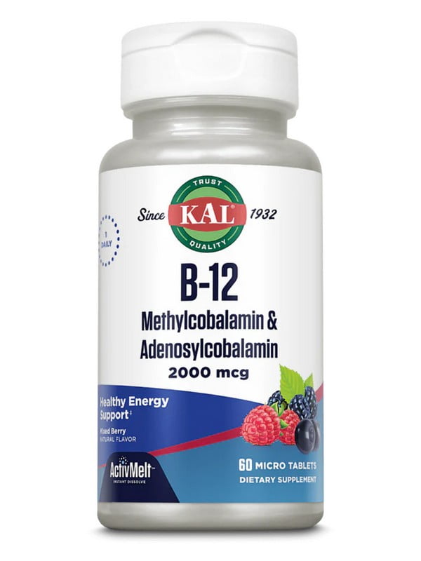 Вітамінна добавка B-12 Methylcobalamin and Adenosylcobalamin 2000mcg - 60 tabs | 6997100