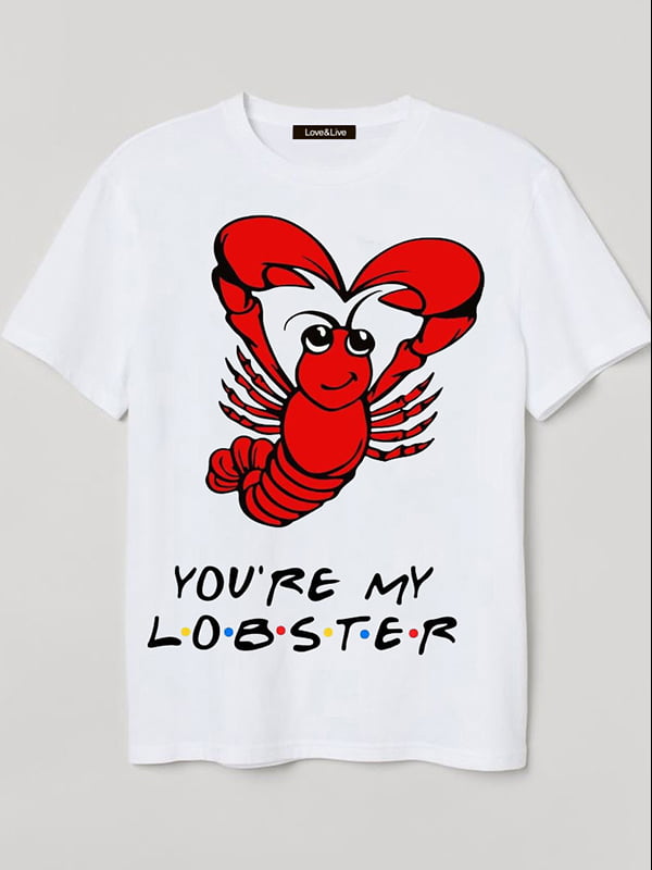 Футболка бавовняна біла Lobster з патріотичним принтом | 7022886