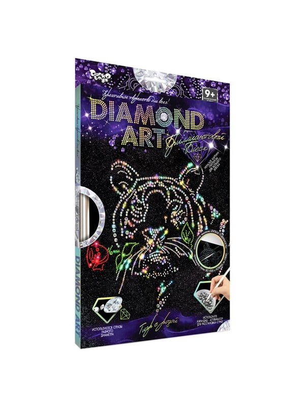 Комплект креативної творчості "Diamond art" 10 видів  Тигр з трояндою | 7053351