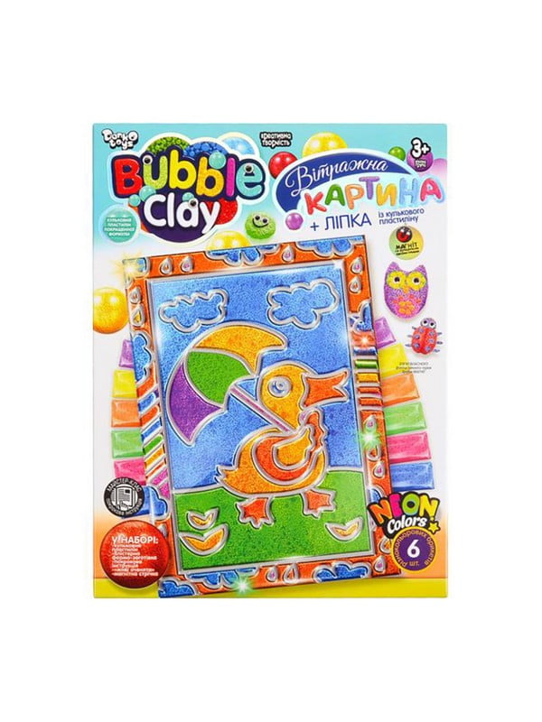 Набір креативної творчості "Bubble clay"  вітражна картина Качка | 7059290