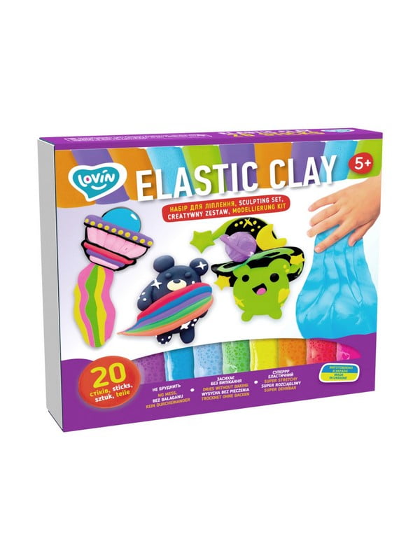 Набір для ліплення з повітряним пластиліном Elastic Clay, 20 стиків | 7059548