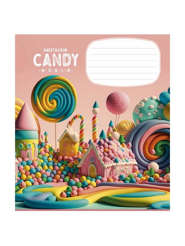 Зошит учнівський "Candy world"  у косу лінію, (12 аркушів) | 7065961