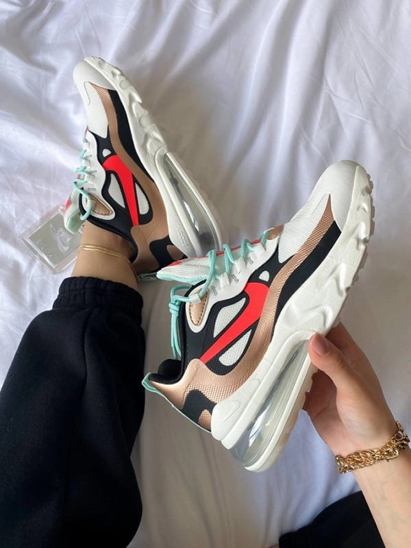 Кросівки Air Max 270 React "White/Gold" | 7118758