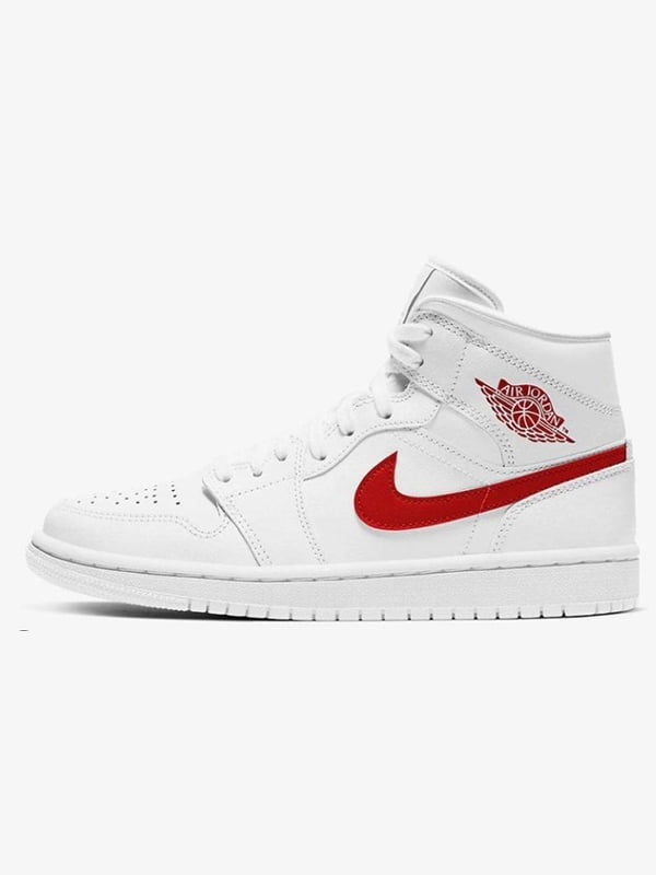 Кеди Air Jordan 1 Mid WMNS White/Red | 7118845